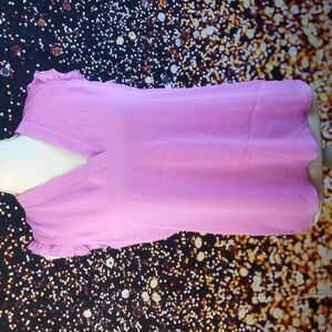 New York & Company Lavender Ruffle Sleeve Top